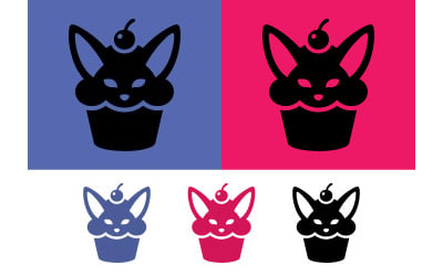 Hasen-Cupcake-Logo blau rosa schwarz.
