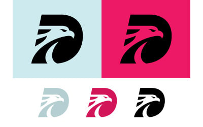 Eagle D Logo-Design hellblau-rosa.