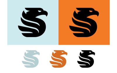 Eagle S 标志设计，浅蓝色橙色。