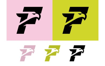 Örn bokstaven f logotyp rosa grön svart.