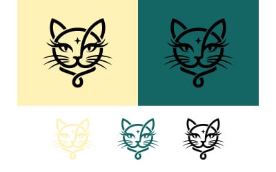 Projekt logo z czarnym kotem i różą, odizolowany od reszty.