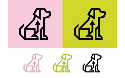 Geometrisches Symbol eines sitzenden Hundes mit Pfeilen.