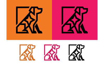 Geometrisches Logo eines sitzenden Hundes in quadratischem Rahmen.