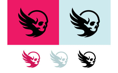 Grafikdesign für ein Logo mit geflügeltem Totenkopf.