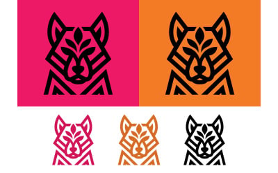 Wolfskopf-Emblem-Logo-Design mit Laubwerk.