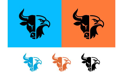 Logo-Design-Symbol: Hybridkopf aus Stier und Adler.