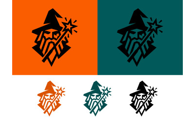 Design del logo per un mago e un bastone magico.