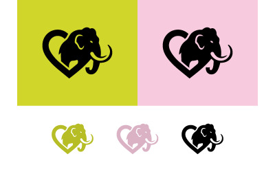 Logo con testa di mammut all&amp;#39;interno di un cuore.