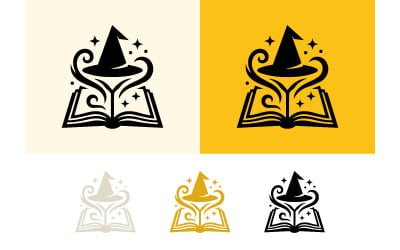 Logo d&amp;#39;un livre magique et d&amp;#39;un chapeau de magicien.