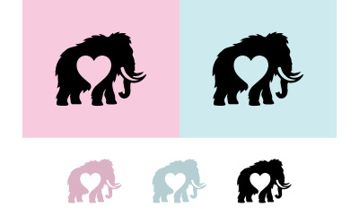 Mammoetlogo op een roze en blauwe achtergrond.