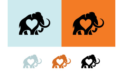 Sagoma di mammut con cuore e zanne, simbolo d&amp;#39;amore.