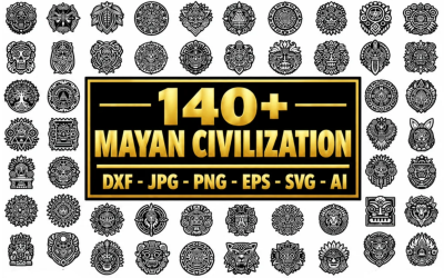 Mayan Civilization SVG Bundle, Aztec Tribal Symbols Clipart
