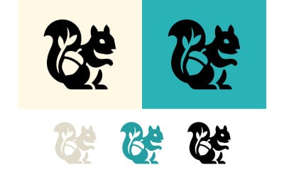 Logo-Design-Illustration: Eichhörnchen mit Nuss.