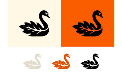 Schwanenlogo auf beigem und orangefarbenem Hintergrund.