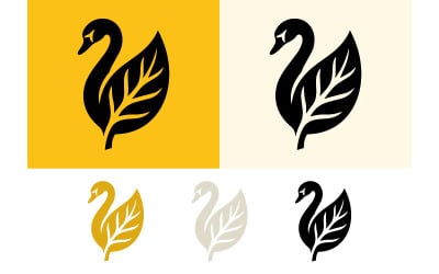 Swan logo with leaf wing on yellow background.