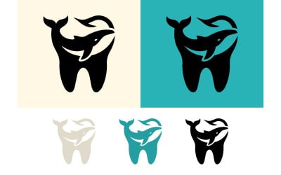 Abstraktes Logo-Design mit Wal und Zahn.