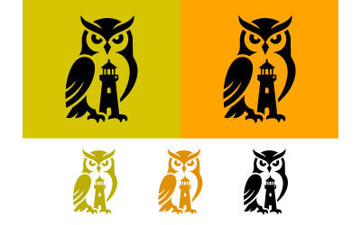 Gufo che tiene in mano il logo di un faro, di colore giallo.