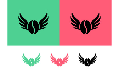 Flygande kaffeböna logotypdesign.