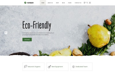 Herber - Nauwkeurige websitetemplate voor biologische voedingsmiddelen in de online winkel