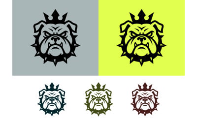 Cabeza de bulldog agresivo con emblema de collar de púas.