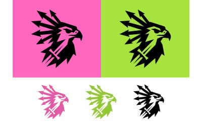 Logotipo con perfil agresivo de cabeza de águila.