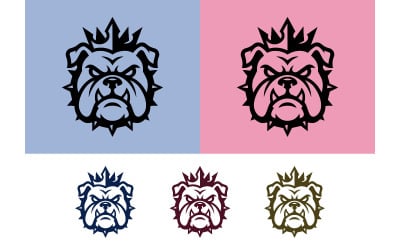 Emblema de bulldog, mascota enojada de un equipo deportivo.