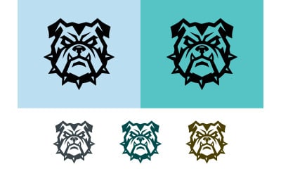 Emblema del bulldog, mascota deportiva feroz y agresiva.