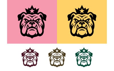 Bulldog con corona, mascota real de rey.
