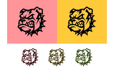 Cabeza de bulldog feroz con diseño de corona dentada.