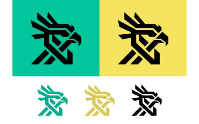 Koncept loga abstraktní griffinovy hlavy.