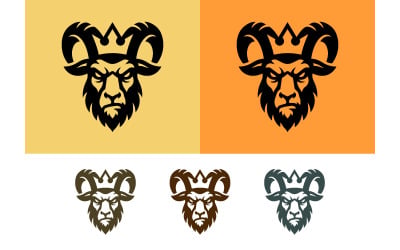 Diseño de logotipo de cabeza de carnero mascota enojada agresiva.