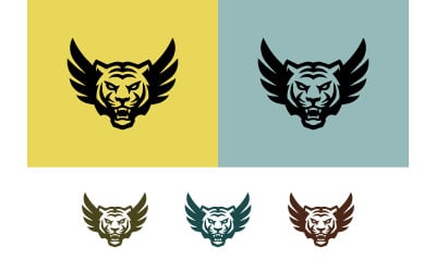 Ilustración del emblema del diseño del logotipo con alas de tigre.