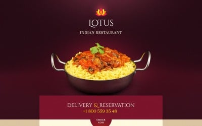 Modelo de página de destino responsiva de restaurante indiano