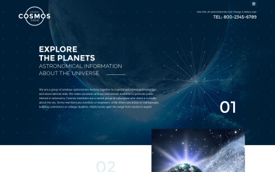 Reszponzív Cosmos landing Weboldal sablon 58596