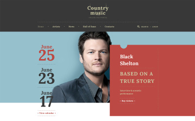 Country Music - Modelo de site de várias páginas responsivo para músicos