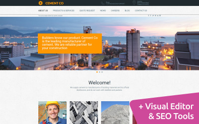 Moto CMS 3 Template namens "Cement Manufacturers" #58608