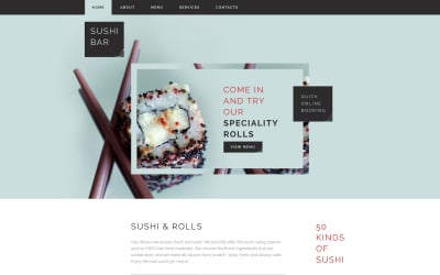 Plantilla de sitio web adaptable de barra de sushi