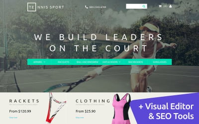 Šablona elektronického obchodu MotoCMS pro tenisový obchod