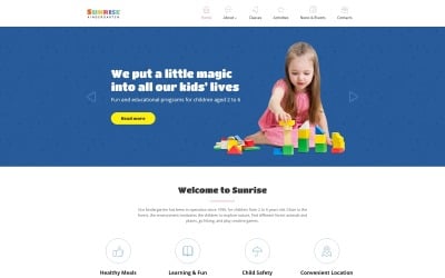 Sunrise - Адаптивный шаблон веб-сайта для детских центров и детских садов