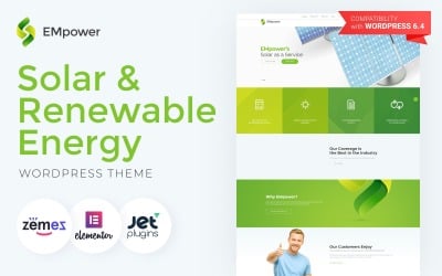 EMpower – solární a obnovitelná energie WordPress Elementor téma