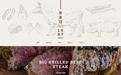 Responsive BBQ Restaurant Responsive Website Template Web Sitesi #58947