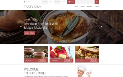 Responsywny szablon OpenCart Tasty Dish #59017