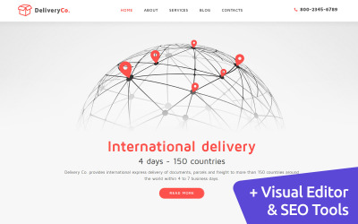 "DeliveryCo - Parcel Delivery Moto CMS 3 Template" 响应式Moto CMS 3 模板 #59146
