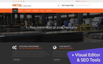Moto CMS 3 Template namens "Steel Manufacturing" #59108