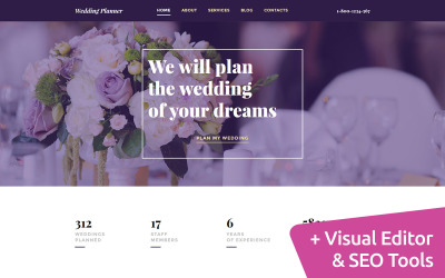 Responsive Wedding Planner Moto CMS 3 Template #59472
