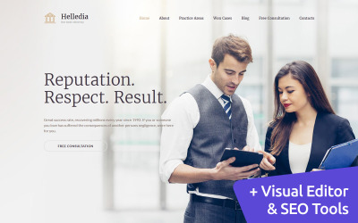 Responsivt Helledia - Lawyer Premium Moto CMS 3-mall #59462