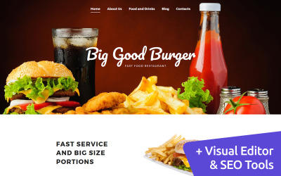 Fast Food Restoranı MotoCMS Web Sitesi Şablonu