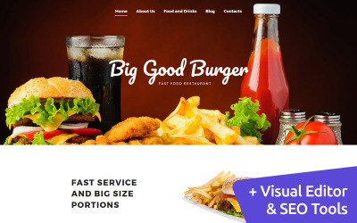 快餐店 MotoCMS 网站模板