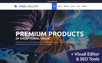Moto CMS 3 Template namens "Steel Industry Responsive" #59541