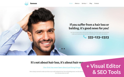 Samson - Responsywny szablon Moto CMS 3 Kliniki Odzyskiwania Włosów
